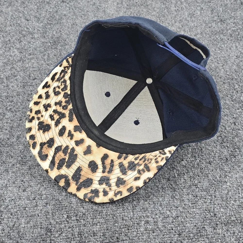 Supreme Navy Box Logo Leopard Brim USA Flag Snapback Hat World Famous Cap